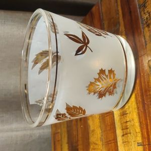 Gold Leaf Frosted Ice Bucket Glasses Vintage